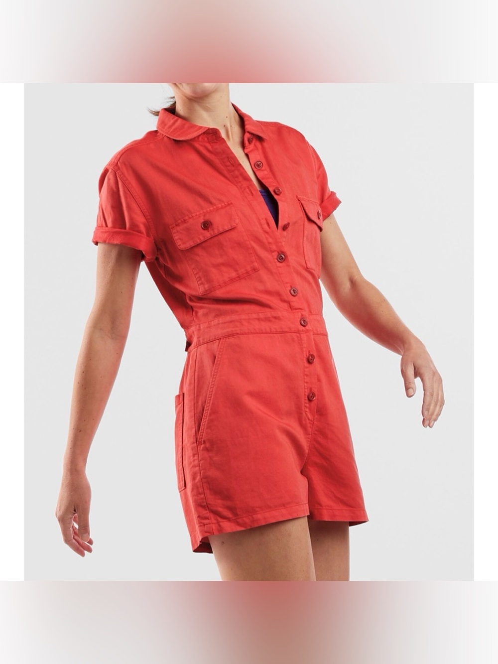 Outerknown NWT Trestles Utility Lightweight Romper Red Small